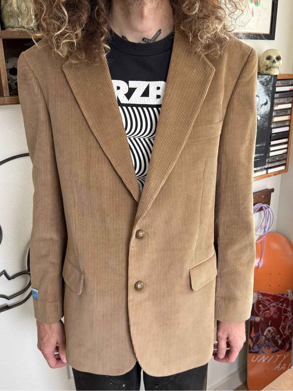 Vintage 90s Tan Corduroy Blazer ~ Size 42r / Large